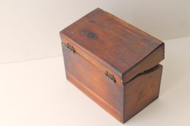 photo of vintage wood recipe box full of old recipes 40s 50s 60s, some hand written cards #8