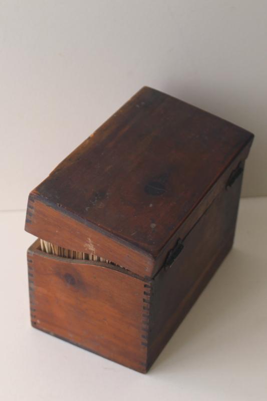 photo of vintage wood recipe box full of old recipes 40s 50s 60s, some hand written cards #9