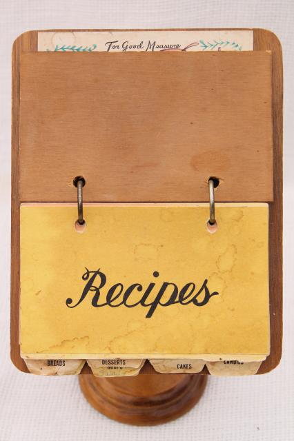 photo of vintage wood recipe stand w/ recipe cards, fun retro kitchen 'cook book'! #4