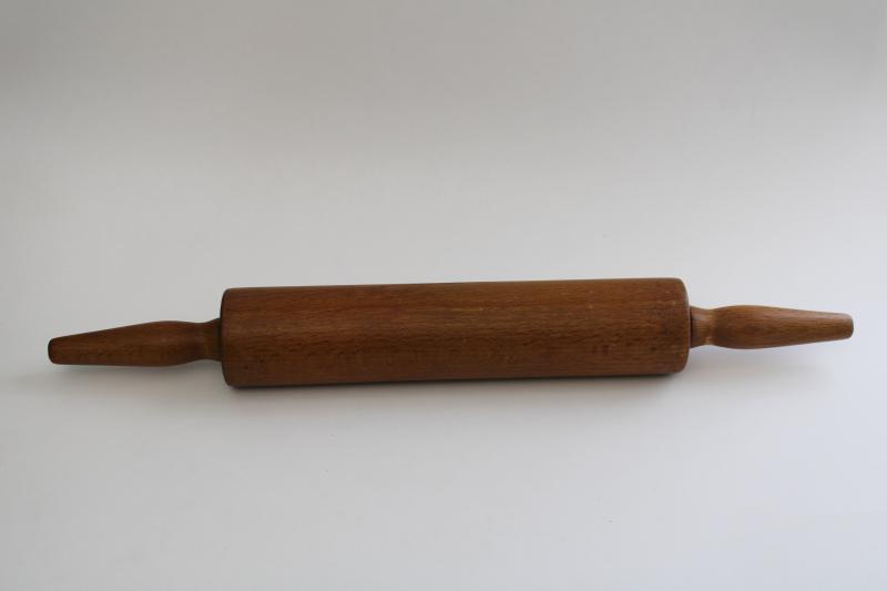 photo of vintage wood rolling pin, mid-century kitchen utensil hardwood rolling pin #4