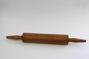 vintage wood rolling pin, mid-century kitchen utensil hardwood rolling pin