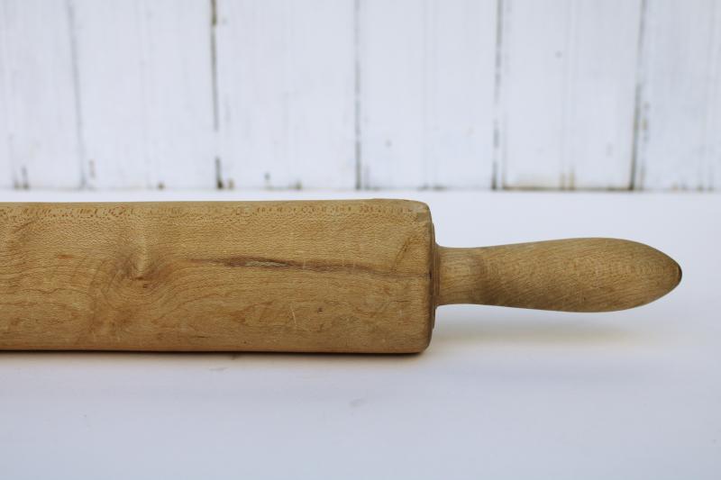 photo of vintage wood rolling pin, rustic farmhouse kitchen primitive, turned from a single piece of wood #4