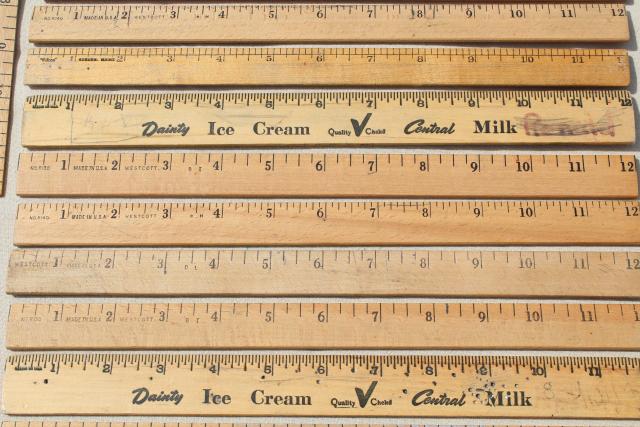 photo of vintage wood ruler lot, 20+ old wooden measuring rulers #2