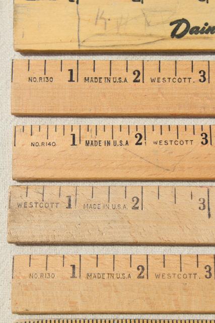 photo of vintage wood ruler lot, 20+ old wooden measuring rulers #4