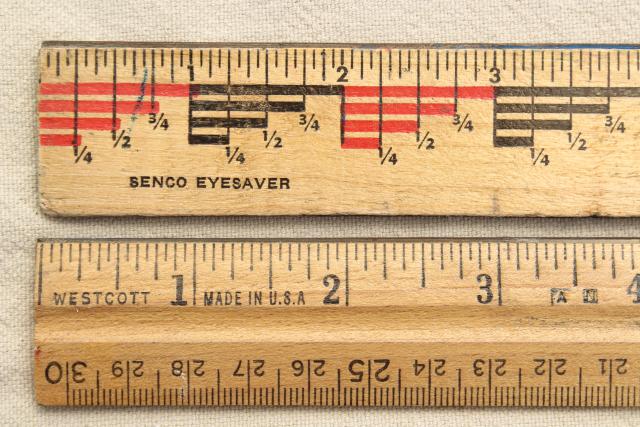 photo of vintage wood ruler lot, 20+ old wooden measuring rulers #6