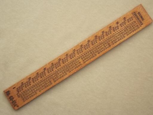 photo of vintage wood ruler with Timkin bearings advertising, 6" measure #2