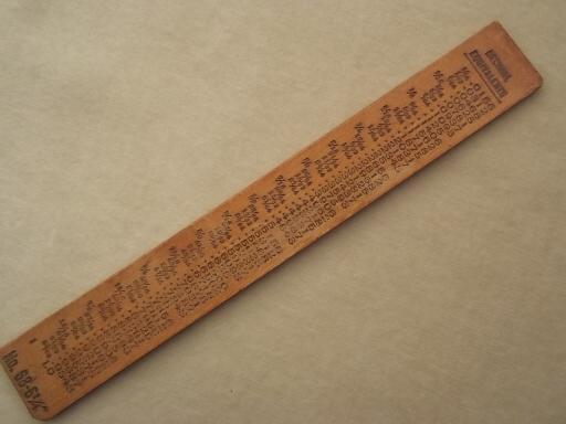 photo of vintage wood ruler with Timkin bearings advertising, 6" measure #2