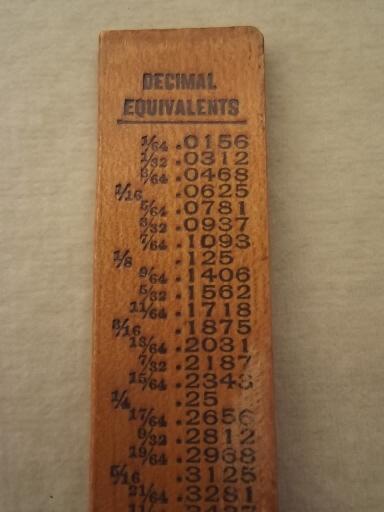 photo of vintage wood ruler with Timkin bearings advertising, 6" measure #3