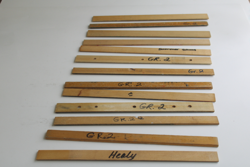 photo of vintage wood rulers collection, worn used old school rulers  #7