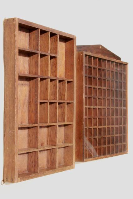 photo of vintage wood shadowbox display case shelves for thimbles, miniatures, collectibles #1