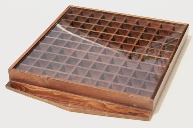 photo of vintage wood shadowbox display case shelves for thimbles, miniatures, collectibles #8