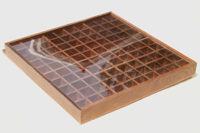 photo of vintage wood shadowbox display case shelves for thimbles, miniatures, collectibles #10