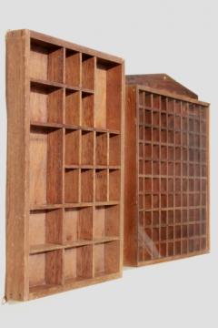 catalog photo of vintage wood shadowbox display case shelves for thimbles, miniatures, collectibles