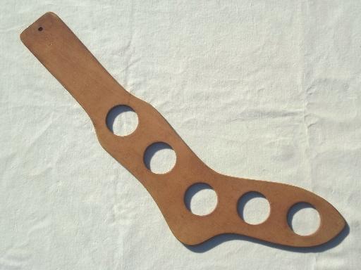 photo of vintage wood sock stretchers, wooden feet in large sizes for stockings & socks #4
