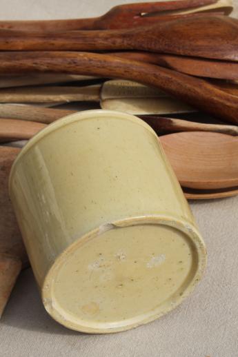 photo of vintage wood spoons & wooden kitchen utensils - butter paddle & scoop, spoon & fork sets #4