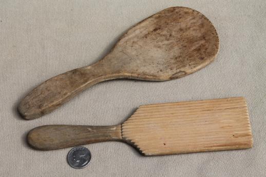 photo of vintage wood spoons & wooden kitchen utensils - butter paddle & scoop, spoon & fork sets #9