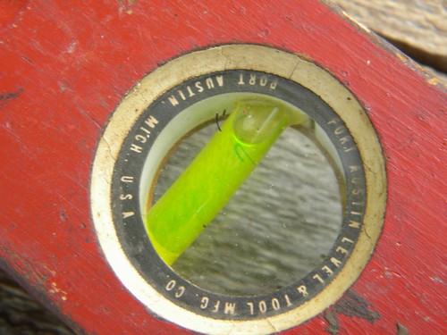 photo of vintage wood sprite bubble levels w/old paint Dunlap/Port Austin Tool #3