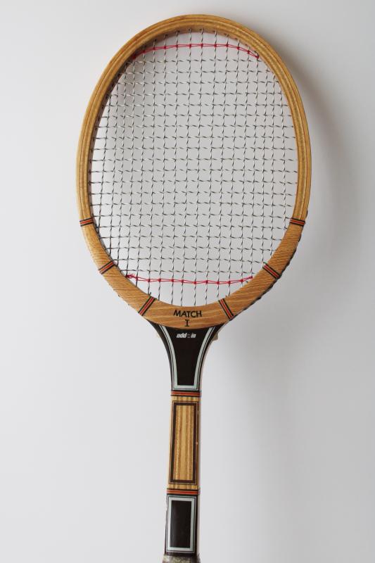 photo of vintage wood tennis racquets, Don Budge & Add In racket lot, retro sporting decor #3