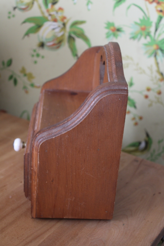 photo of vintage wood wall box heart cutout shelf w/ tiny drawer, kitchen spice rack or grandmacore decor  #4