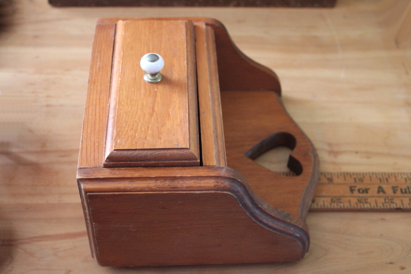 photo of vintage wood wall box heart cutout shelf w/ tiny drawer, kitchen spice rack or grandmacore decor  #6