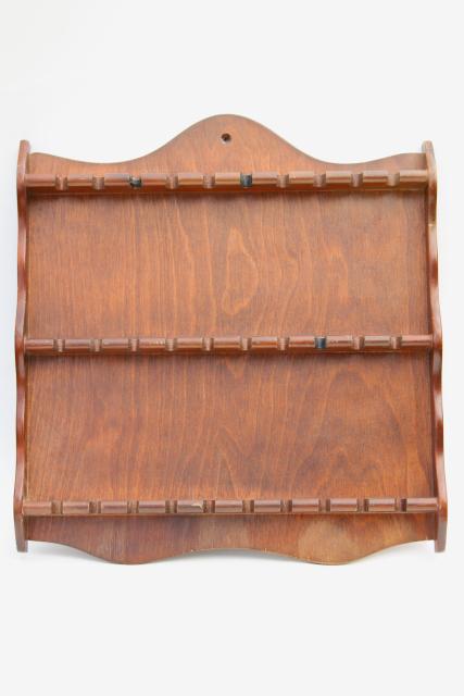 photo of vintage wood wall box spoon holder set, colonial country pine kitchen decor #12