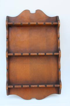 catalog photo of vintage wood wall rack for silver or collectors spoons, to paint or upcycle