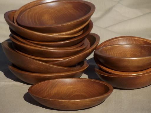 photo of vintage wooden bowls for tole painting, Woodcraftery wood salad bowl lot #1