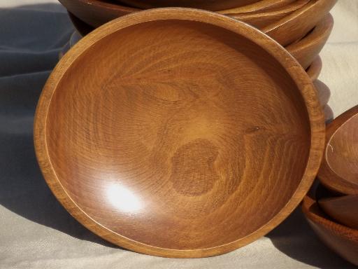 photo of vintage wooden bowls for tole painting, Woodcraftery wood salad bowl lot #3