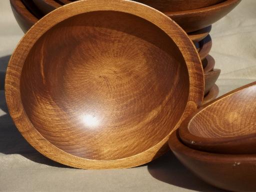 photo of vintage wooden bowls for tole painting, Woodcraftery wood salad bowl lot #7