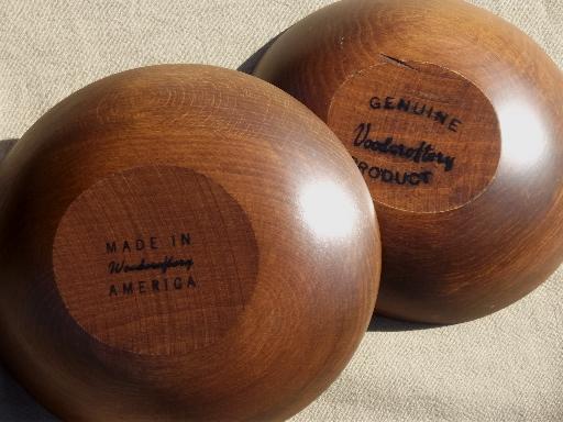 photo of vintage wooden bowls for tole painting, Woodcraftery wood salad bowl lot #8