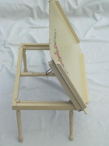 photo of vintage wooden lap desk tray table, shabby painted cottage furniture #4