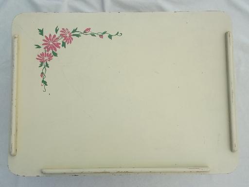 photo of vintage wooden lap desk tray table, shabby painted cottage furniture #5