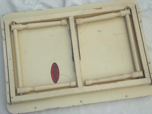 photo of vintage wooden lap desk tray table, shabby painted cottage furniture #7