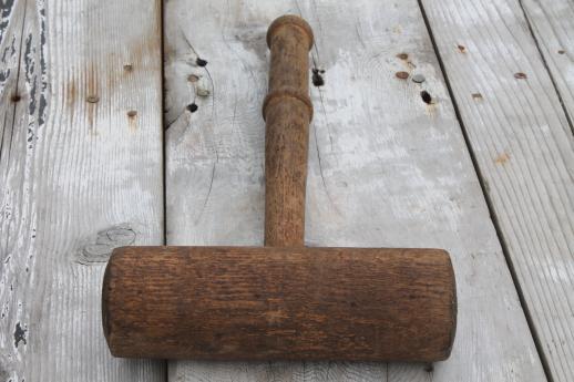 photo of vintage wooden mallets, collection of large wood hammers or gavels #7