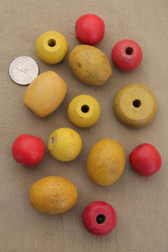 photo of vintage wooden stringing beads & wood spools, old Playskool wood beads etc. #3