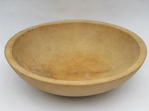 photo of vintage woodenware, old Munising wood salad bowl w/ primitive finish #1