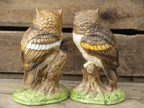 photo of vintage woodland owl figurine collection, lot retro 70s porcelain owls #4