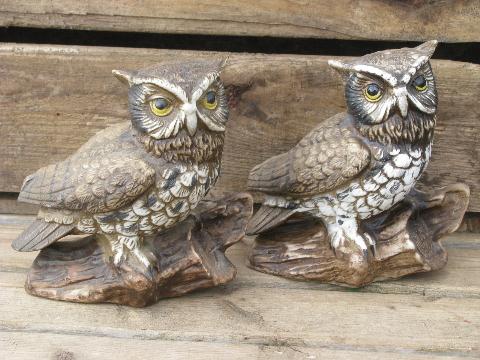 photo of vintage woodland owl figurine collection, lot retro 70s porcelain owls #6