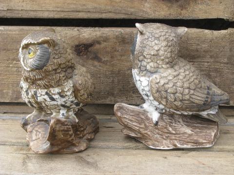 photo of vintage woodland owl figurine collection, lot retro 70s porcelain owls #7