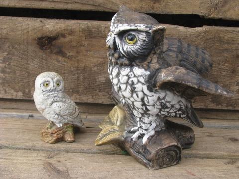 photo of vintage woodland owl figurine collection, lot retro 70s porcelain owls #9