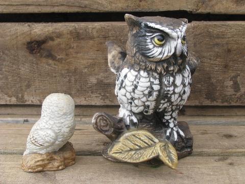 photo of vintage woodland owl figurine collection, lot retro 70s porcelain owls #10