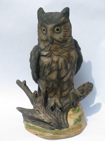 photo of vintage woodland owl figurine collection, lot retro 70s porcelain owls #2