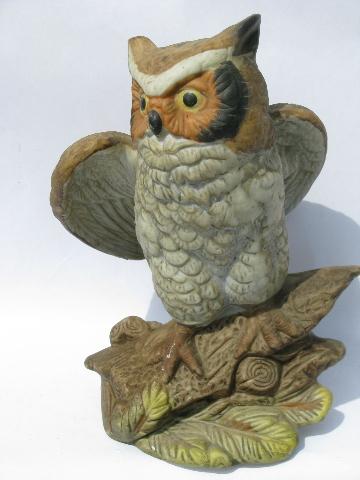 photo of vintage woodland owl figurine collection, lot retro 70s porcelain owls #4