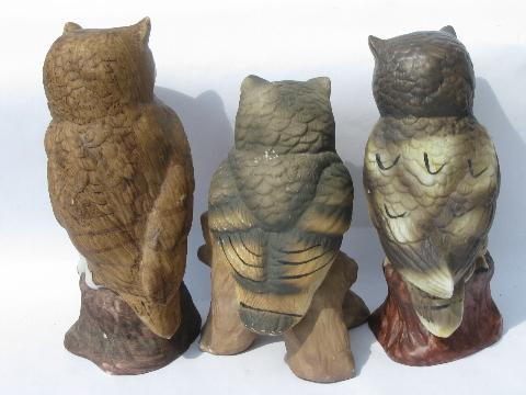 photo of vintage woodland owl figurine collection, lot retro 70s porcelain owls #5