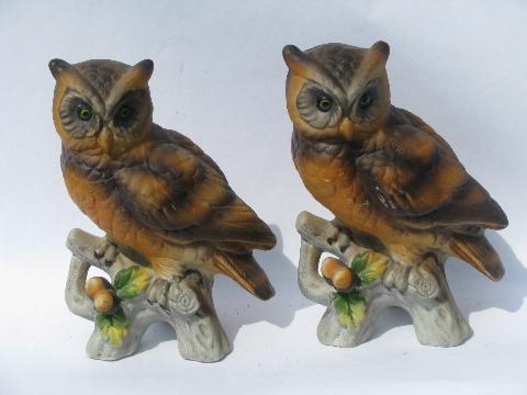 photo of vintage woodland owl figurine collection, lot retro 70s porcelain owls #6