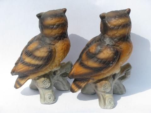 photo of vintage woodland owl figurine collection, lot retro 70s porcelain owls #7