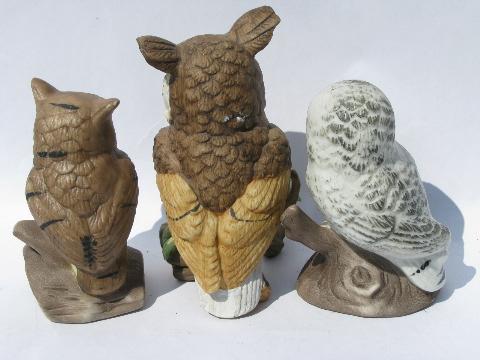 photo of vintage woodland owl figurine collection, lot retro 70s porcelain owls #3