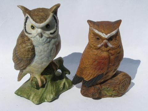 photo of vintage woodland owl figurine collection, lot retro 70s porcelain owls #6