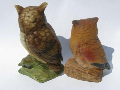 photo of vintage woodland owl figurine collection, lot retro 70s porcelain owls #7