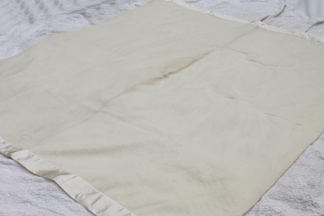 photo of vintage wool bed blankets, natural ivory wool & wool plaid blankets #10